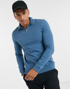 Темно-синий обтягивающий свитшот с молнией ASOS DESIGN