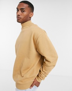 Бежевый oversize-свитшот с высоким воротом ASOS DESIGN