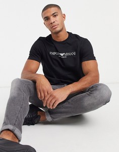 Черная футболка с логотипом Emporio Armani-Черный