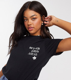 Черная футболка с принтом ASOS DESIGN Petite-Черный