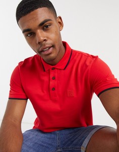 Футболка-поло с контрастной отделкой BOSS-Красный