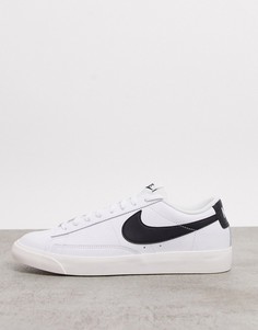Белые низкие кроссовки с черной отделкой Nike Blazer-Белый