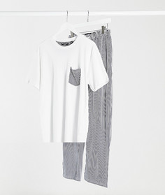 Пижамная футболка и брюки в полоску Brave Soul-Белый