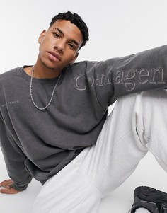 Черный свитшот с принтом Topman