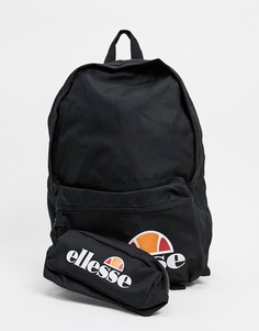 Черный рюкзак и пенал с логотипом ellesse