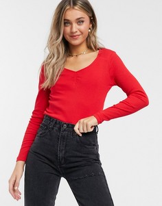 Лонгслив в рубчик Brave Soul-Красный