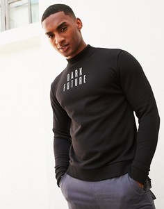 Oversized-свитшот с высоким воротником и логотипом ASOS Dark Future-Черный