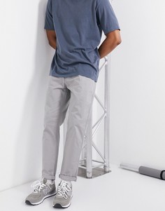 Серые суженные книзу брюки со складками Topman-Серый