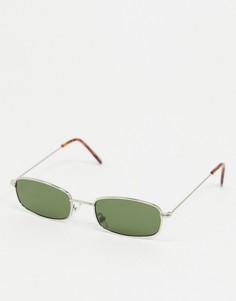 Прямоугольные солнцезащитные очки в серебристой оправе River Island-Серебряный