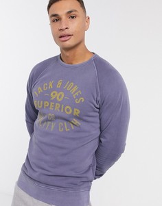 Темно-синий свитшот в винтажном стиле с логотипом Jack & Jones
