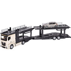 Игровой набор Bburago Street fire Mercedes-benz actors multicar carrier, 1:43 белый