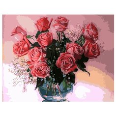 ВанГогВоМне Картина по номерам "Розы в вазе", 40х50 см (ZX 10017)