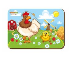 Рамка-вкладыш Woodland Мама и детеныш Курочки (011312), 2 дет.