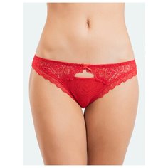 Vis-a-Vis Трусы бикини классика с сеточкой и кружевом, размер S, Mars red