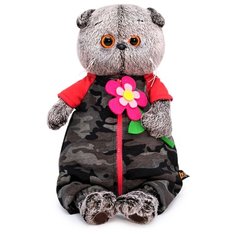 Мягкая игрушка Basik&Co Кот Басик в камуфляжном комбинезоне 25 см
