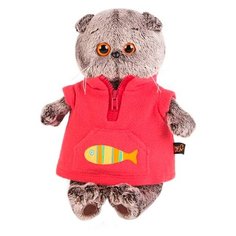Мягкая игрушка Basik&Co Кот Басик в красном флисовом жилете 25 см