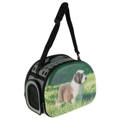 Сумка-переноска для кошек Пижон 28306 42х32х27 см зеленый/коричневый