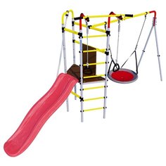Спортивно-игровой комплекс ROMANA Островок Плюс + Качели Гнездо белый/желтый/красный/серый/розовый