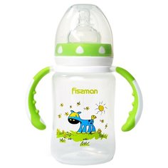 Fissman Бутылочка пластиковая с ручками 240 мл 6893\6894\6895 с рождения, салатовый