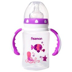 Fissman Бутылочка пластиковая с ручками 240 мл 6893\6894\6895 с рождения, фиолетовый