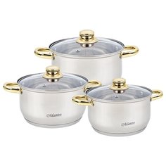 Набор кастрюль Maestro MR 2006-6M 6 пр. сталь/золото