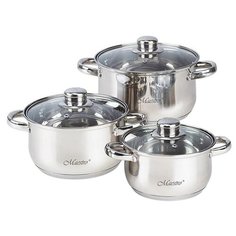 Набор кастрюль Maestro MR 2020-6М 6 пр. серебристый