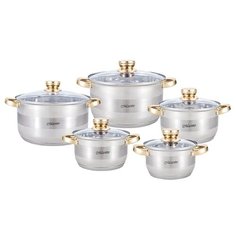 Набор кастрюль Maestro MR 2206-10 10 пр серебристый / золотой