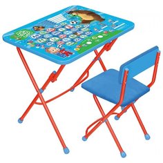 Комплект Nika стол + стул Маша и Медведь Английская азбука (КУ1/4) 60x45 см голубой/красный