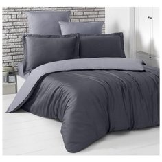 Постельное белье евростандарт KARNA Loft 2984 сатин, 70 х 70 см темно-серый/серый