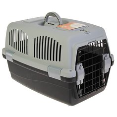 Клиппер-переноска для кошек Пижон 3262765/3262766 58х37х37 см серый/черный
