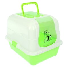 Туалет-домик для кошек Пижон 1391049\1391050\1391051 51.5х40х38.5 см зеленый/белый