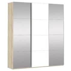 Шкаф-купе для спальни Е1 Прайм Трио (комбинированный фасад / два зеркала), (ШхГхВ): 210х57х230 см, дуб сонома/белый снег