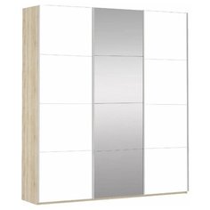 Шкаф-купе для спальни Е1 Прайм Трио (комбинированный фасад / одно зеркало), (ШхГхВ): 210х57х230 см, дуб сонома/белый снег