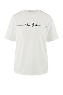 Белая хлопковая футболка с вышивкой Zarina