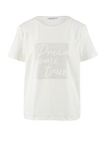 Хлопковая футболка с отделкой стразами Zarina