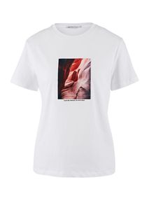 Белая хлопковая футболка с принтом Zarina