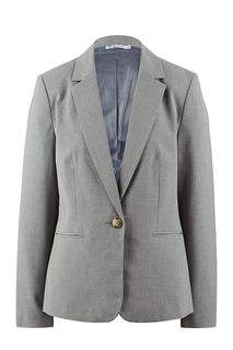 Короткий серый пиджак с застежкой на пуговицу Zarina