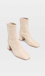 Stradivarius Ботильоны На Среднем Каблуке С Эластичным Голенищем Женская Коллекция Розовато-Бежевый 35
