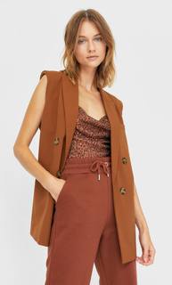 Stradivarius Открытый Жилет С Подплечниками Женская Коллекция Цвет Светлой Верблюжьей Шерсти S