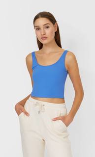 Stradivarius Укороченный Топ На Бретелях Женская Коллекция Синий Xs