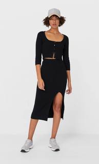 Stradivarius Трикотажная Юбка Женская Коллекция Черный S