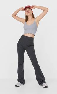 Stradivarius Трикотажные Брюки Клеш Женская Коллекция Темно-Серый L