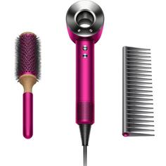 Фен Dyson Supersonic HD01 Fuchsia + Brush Set Red