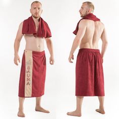Набор для бани Гранд-Стиль муж. (Килт(юбка)(70х160+-2), полотенце 50х90), цвет бордовый