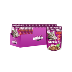 Влажный корм для кошек Whiskas Микс в сливочном соусе, говядина, ягненок, 24шт, 85г