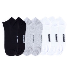 Комплект однотонных носков Sammy Icon Ankle Solid - 7 Pair Set - Black/Grey/White