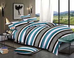 Постельное бельё Amore Mio Мако-сатин Stripe Микрофибра Евро