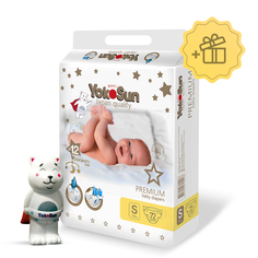 Подгузники YokoSun Premium S (3-6 кг) 72 шт.+ Игрушка для ванной котик Йоко в подарок