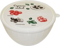 Салатник Giaretti Bono 2,8 л с крышкой 238х221х104 мм с декором Капрезе молочный