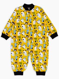 Комбинезон с манжетами One Веселый малыш 251 172 one Собачки, горчичный р.74